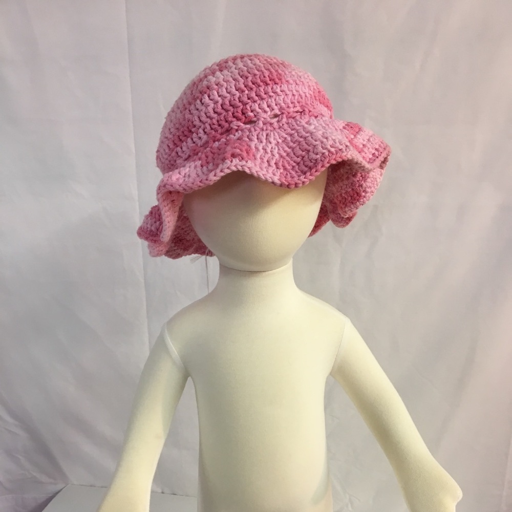 Hat-Pink Sun Hat Crochet Child’s Handmade New